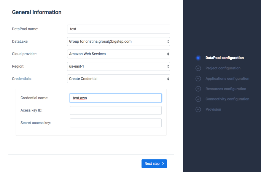 Data pool configuration