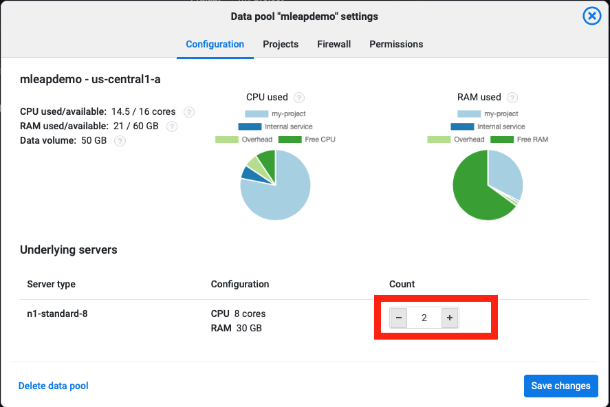 Data pool settings